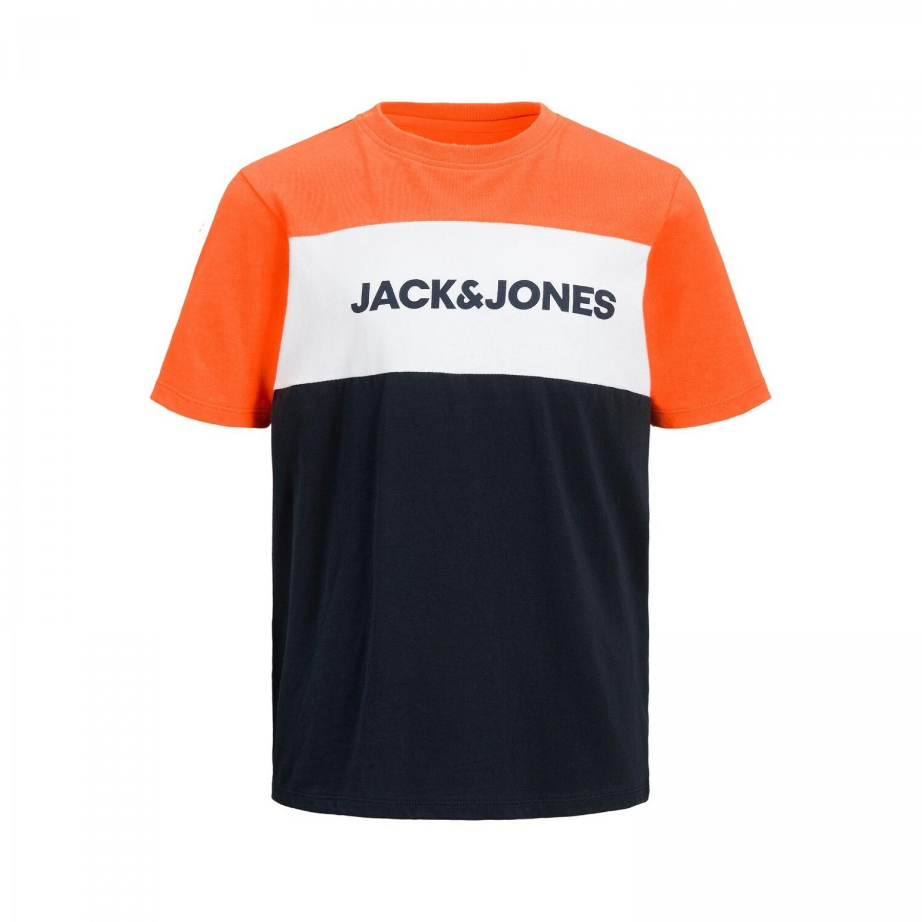 Kinder-T-Shirt Jack & Jones neon logo blocking
