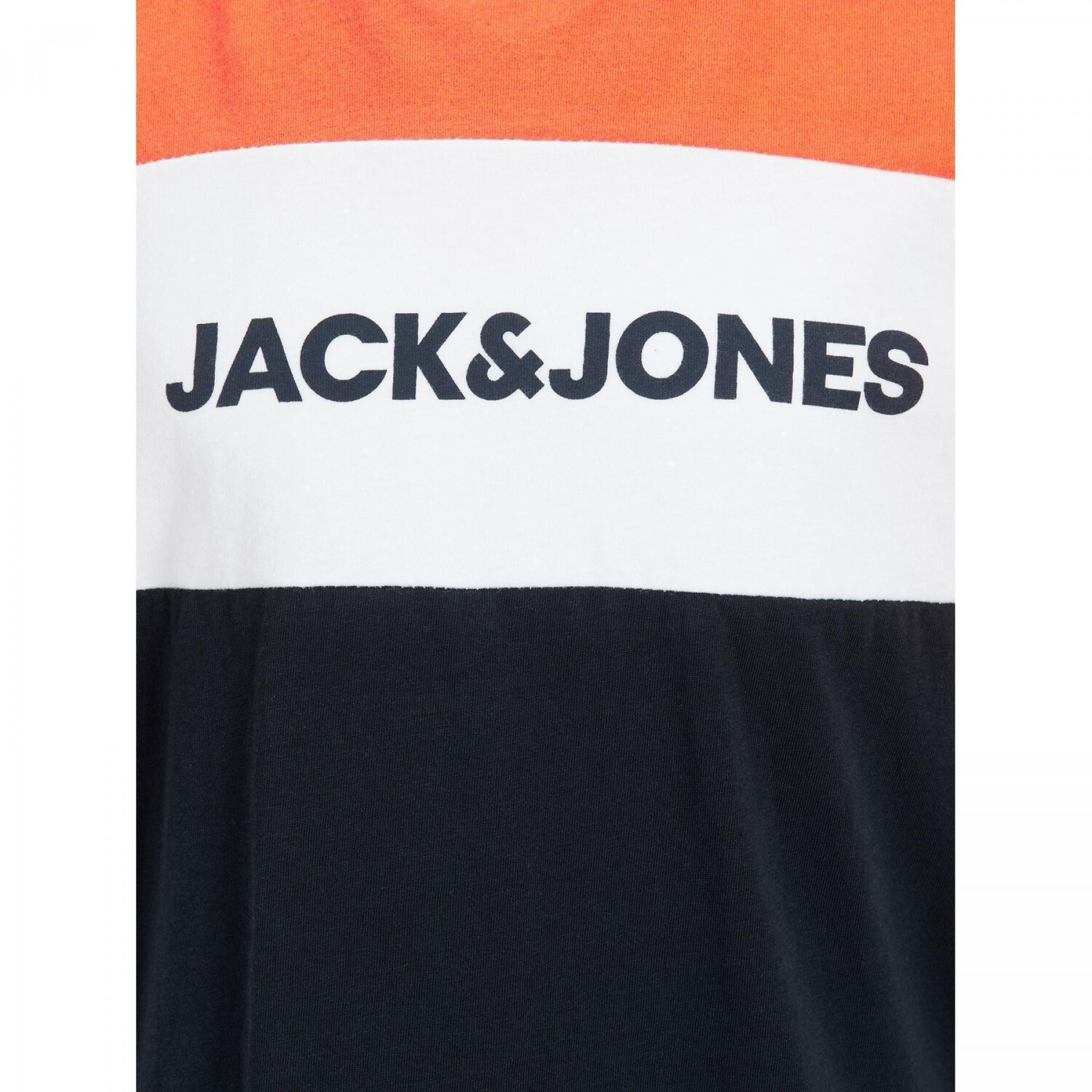 Kinder-T-Shirt Jack & Jones neon logo blocking