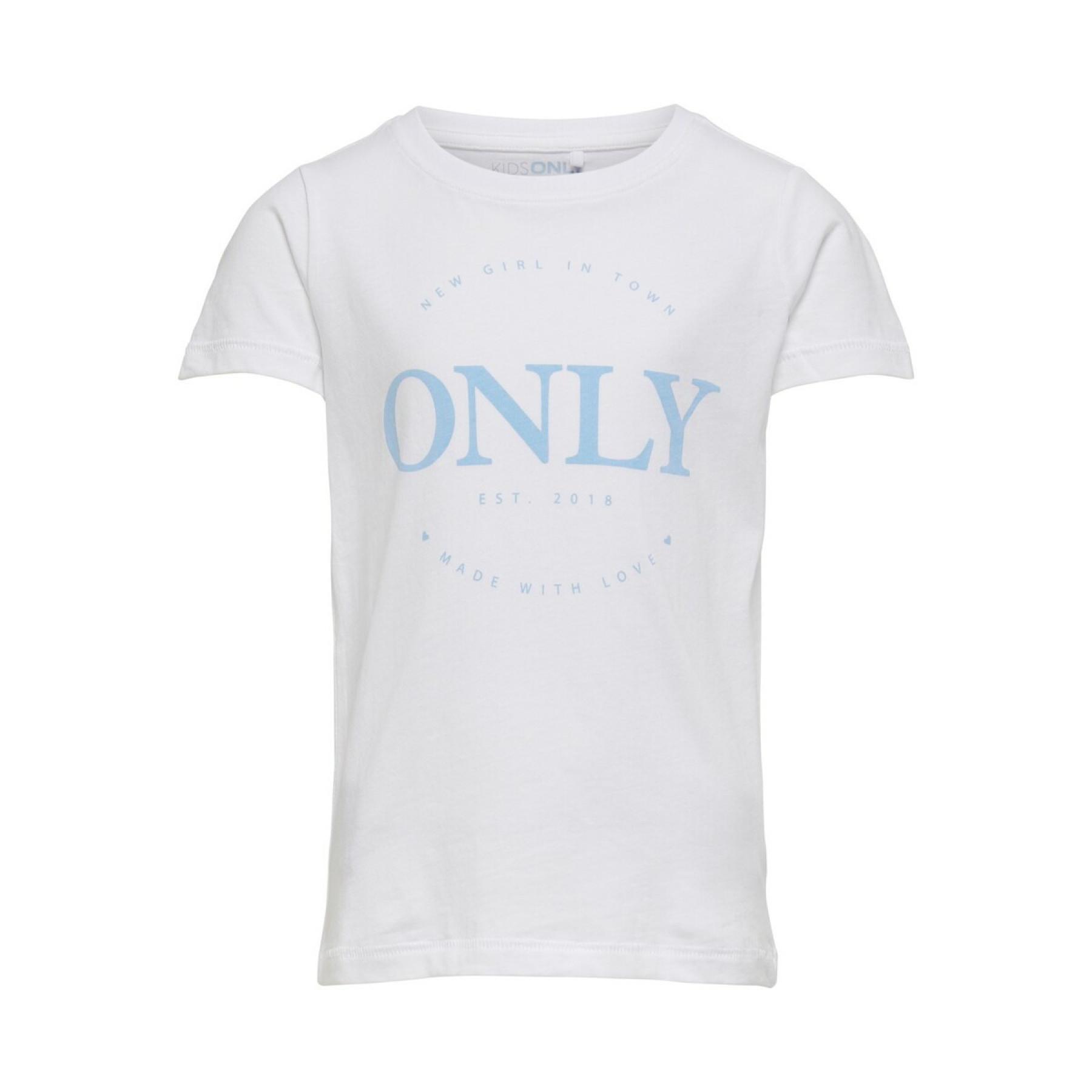 Mädchen-T-Shirt Only kids manches courtes Logo life