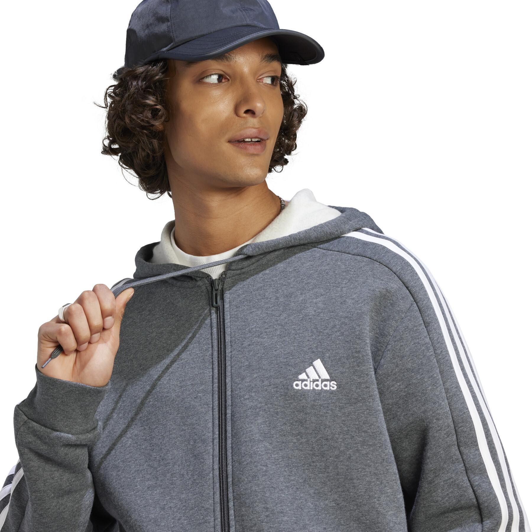 Full Zip Sweatshirt mit Kapuze aus Molton adidas Essentials 3-Stripes