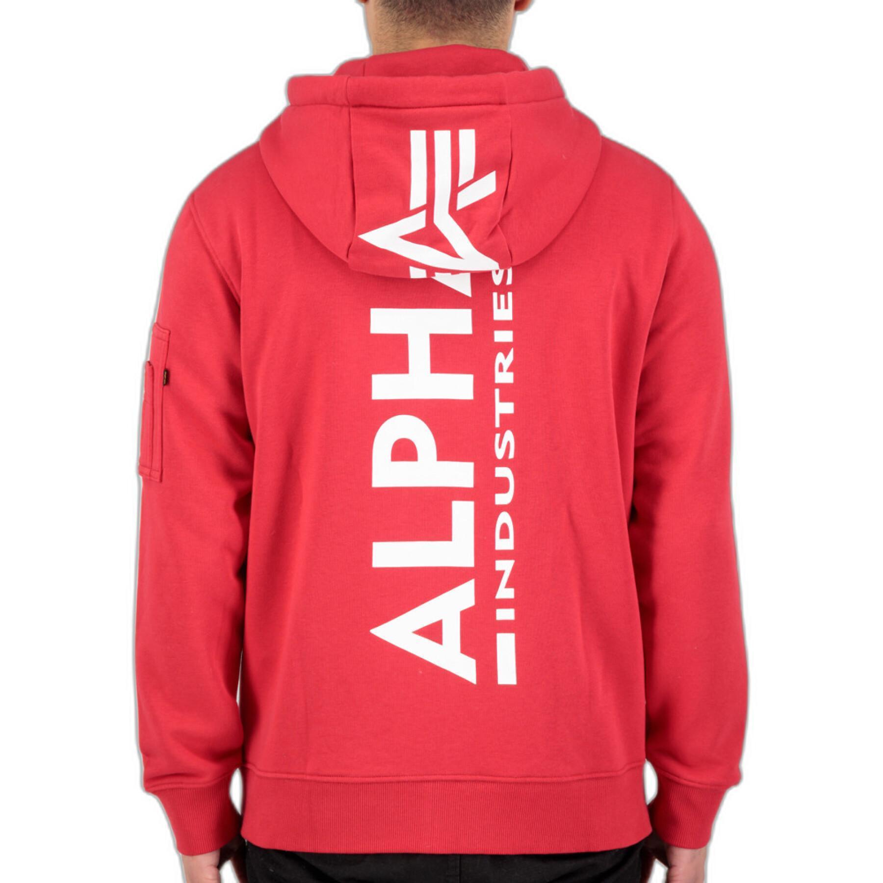 Sweatshirt mit Reißverschluss bedruckte Kapuze auf dem Rücken Alpha Industries
