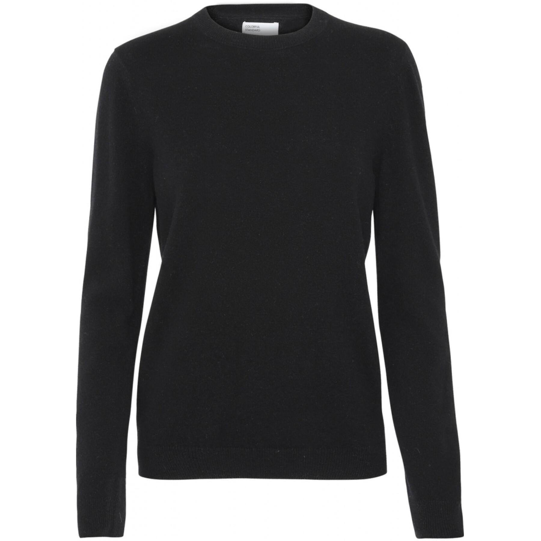 Pullover mit Rundhalsausschnitt aus Wolle, Frau Colorful Standard light merino deep black