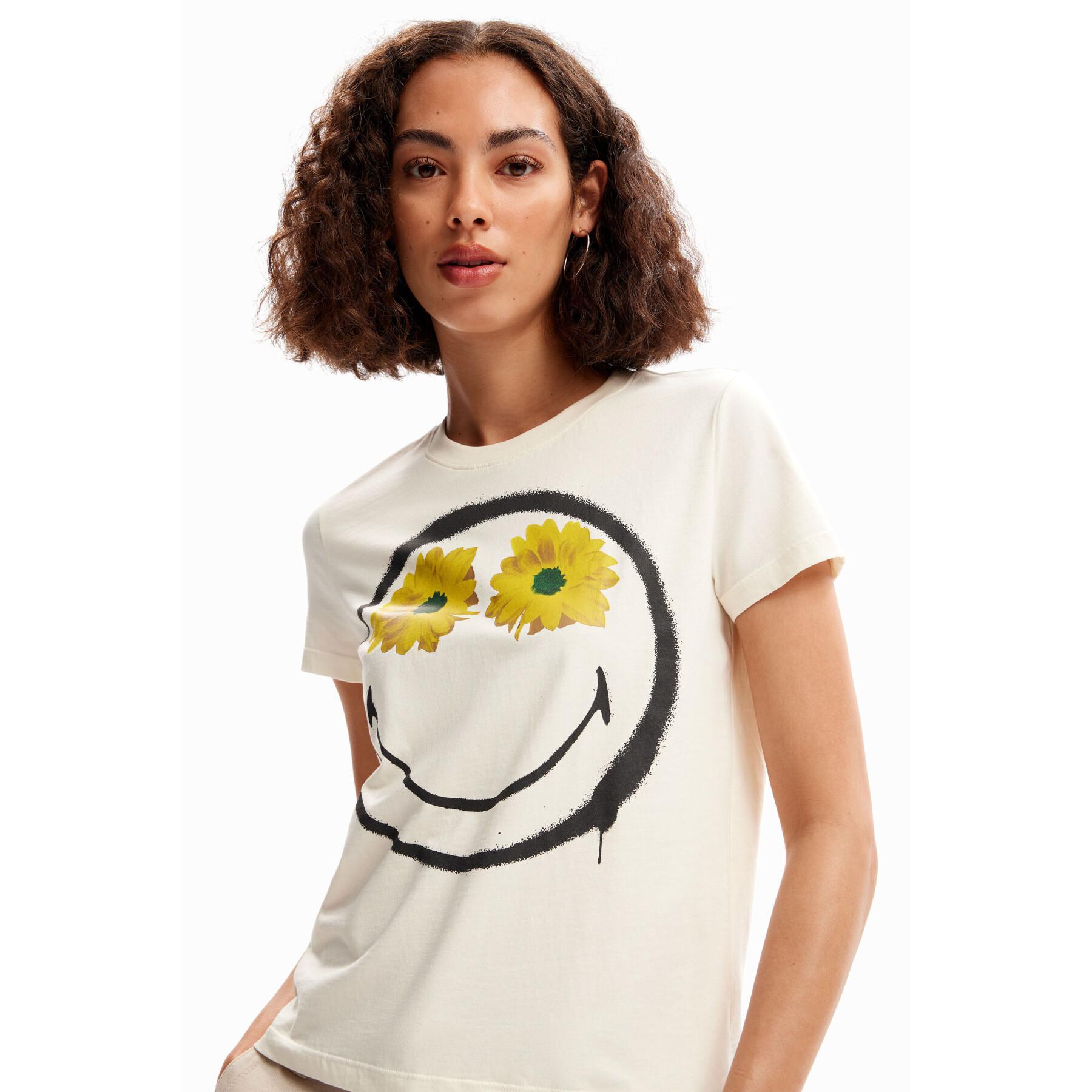 T-Shirt Frau Desigual Smiley fleurs