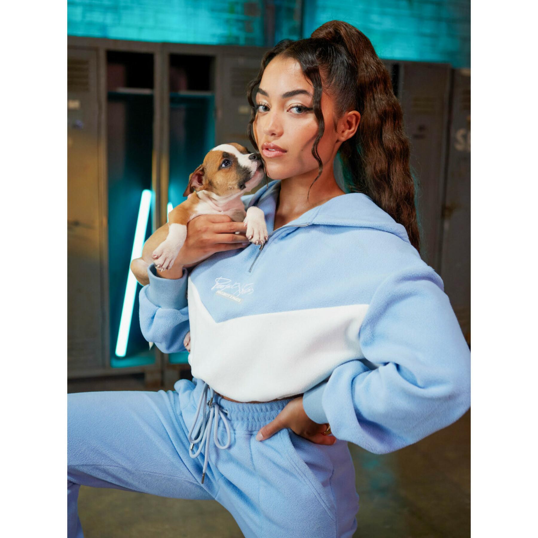 Zweifarbiger Kapuzenpullover aus Fleece für Damen Project X Paris