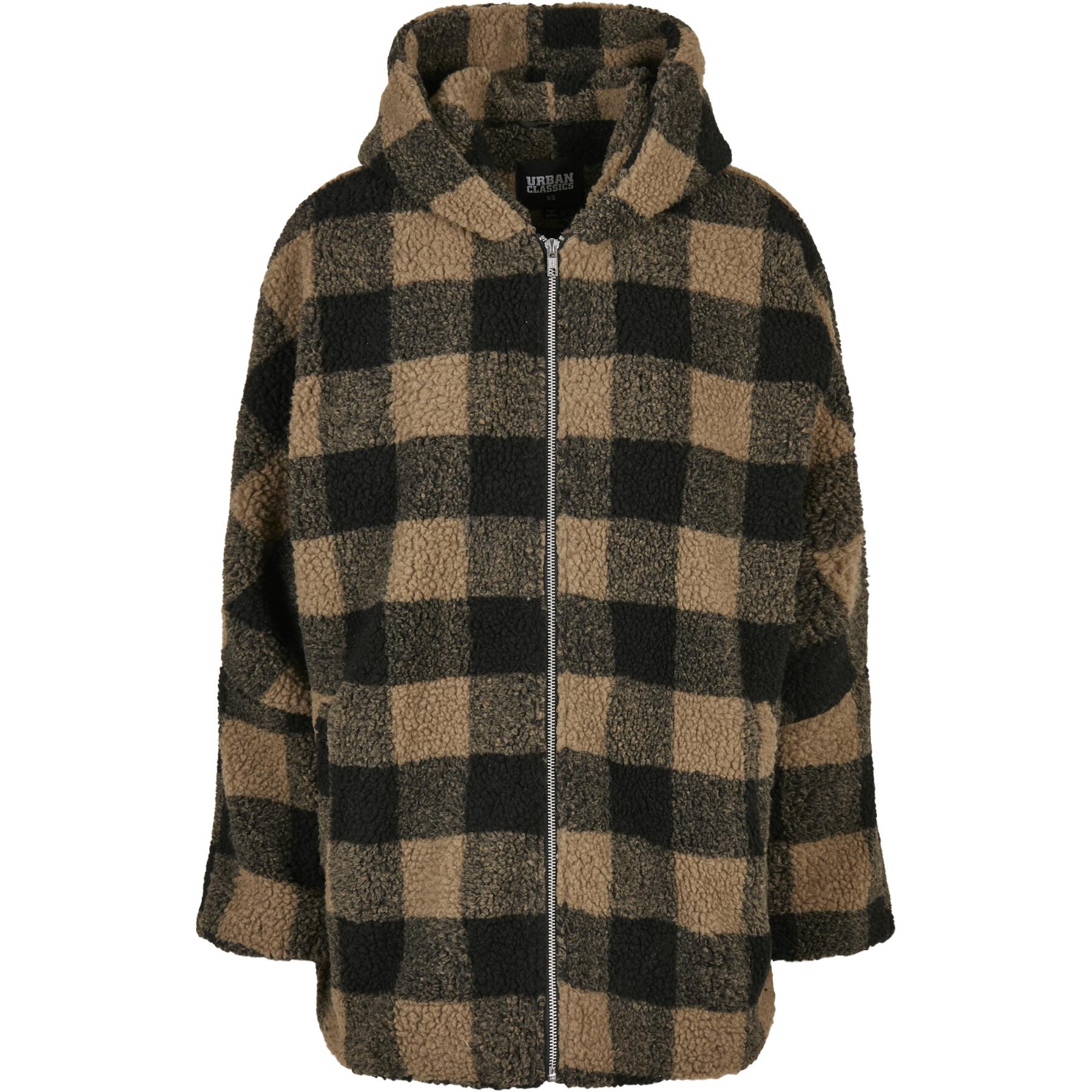Fleece für Frauen Urban Classics hooded oversized check sherpa