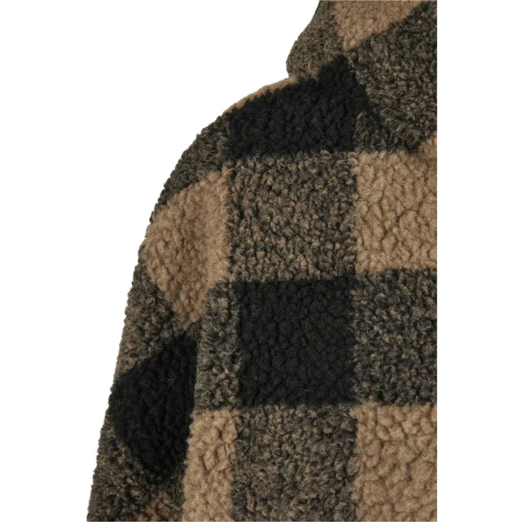 Fleece für Frauen Urban Classics hooded oversized check sherpa