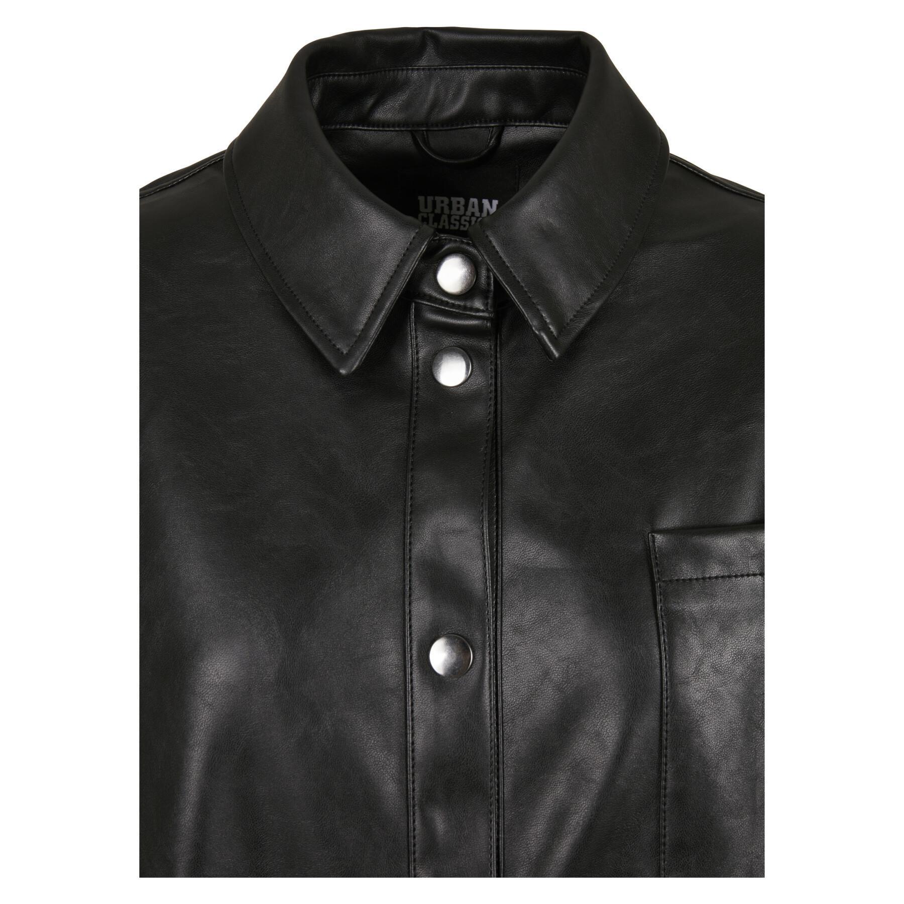 Damenhemd Urban Classics faux leather over (GT)