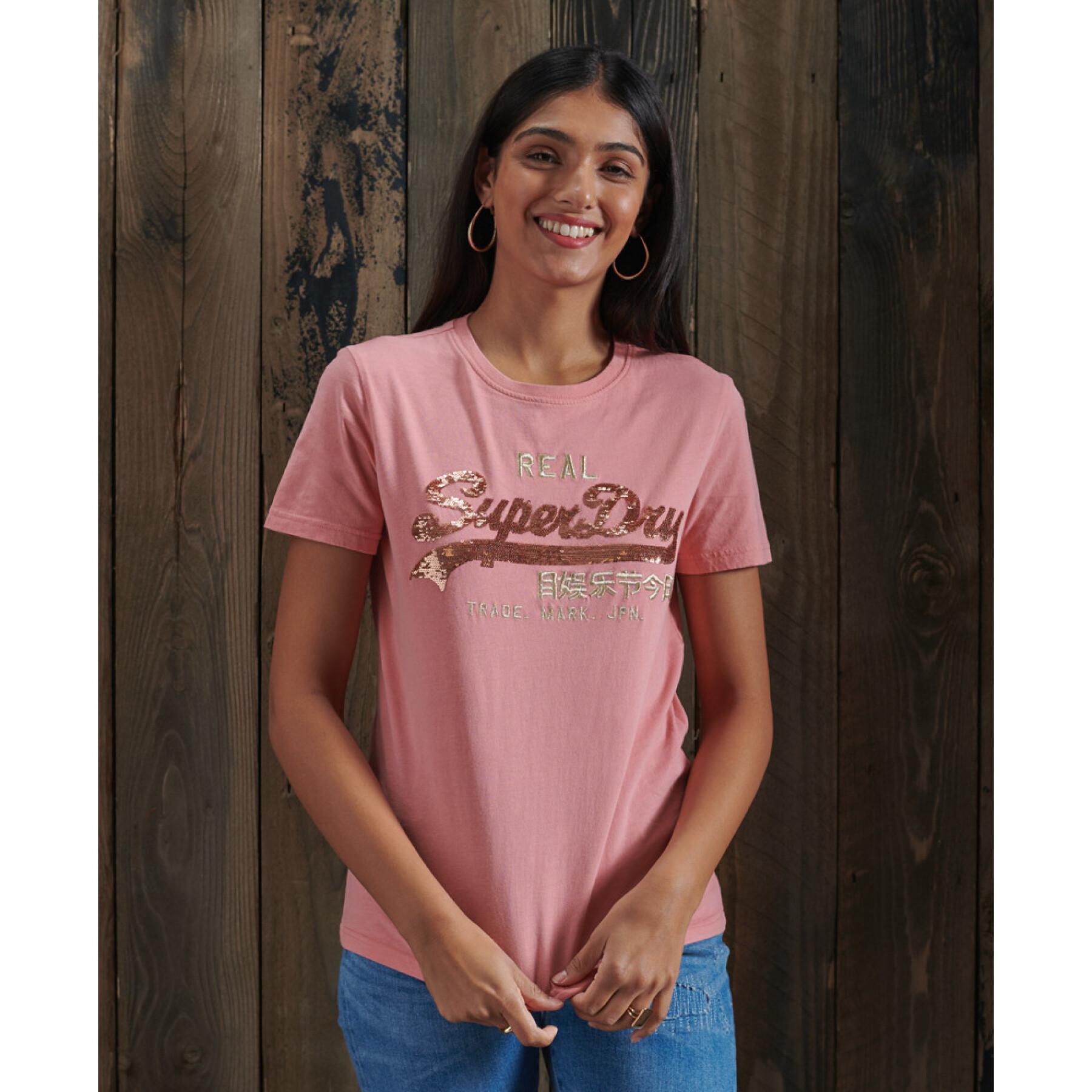 Pailletten-T-Shirt für Frauen Superdry Vintage Logo