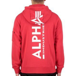 Sweatshirt mit Reißverschluss bedruckte Kapuze auf dem Rücken Alpha Industries