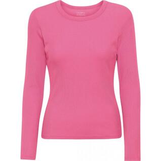 Geripptes T-Shirt mit langen Ärmeln, Frau Colorful Standard Organic bubblegum pink