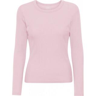 Geripptes T-Shirt mit langen Ärmeln, Frau Colorful Standard Organic faded pink