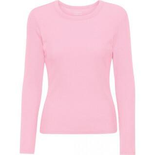 Geripptes T-Shirt mit langen Ärmeln, Frau Colorful Standard Organic flamingo pink