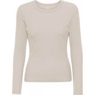 Geripptes T-Shirt mit langen Ärmeln, Frau Colorful Standard Organic ivory white
