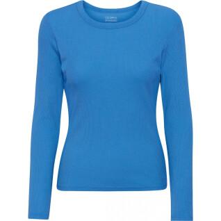 Geripptes T-Shirt mit langen Ärmeln, Frau Colorful Standard Organic pacific blue