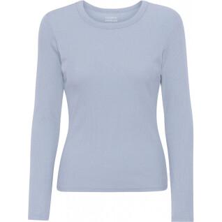 Geripptes T-Shirt mit langen Ärmeln, Frau Colorful Standard Organic powder blue