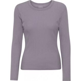 Geripptes T-Shirt mit langen Ärmeln, Frau Colorful Standard Organic purple haze