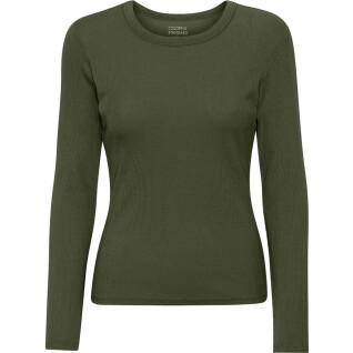 Geripptes T-Shirt mit langen Ärmeln, Frau Colorful Standard Organic seaweed green