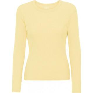 Geripptes T-Shirt mit langen Ärmeln, Frau Colorful Standard Organic soft yellow
