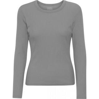 Geripptes T-Shirt mit langen Ärmeln, Frau Colorful Standard Organic storm grey