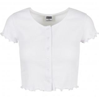 Damen-T-Shirt Urban Classics cropped button up rib