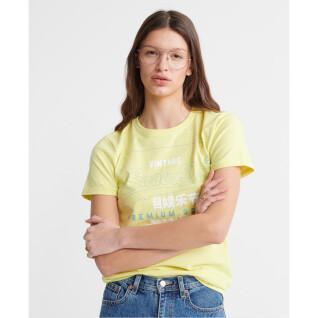 Damen-T-Shirt aus Bio-Baumwolle mit Kontur Superdry Premium Goods Label