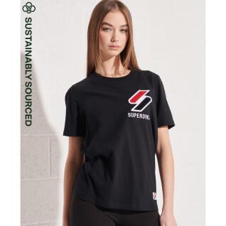 Damen-T-Shirt aus Chenille-Samt und Bio-Baumwolle Superdry Sportstyle