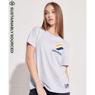 Damen-T-Shirt aus Chenille-Samt und Bio-Baumwolle Superdry Sportstyle