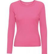 Geripptes T-Shirt mit langen Ärmeln, Frau Colorful Standard Organic bubblegum pink